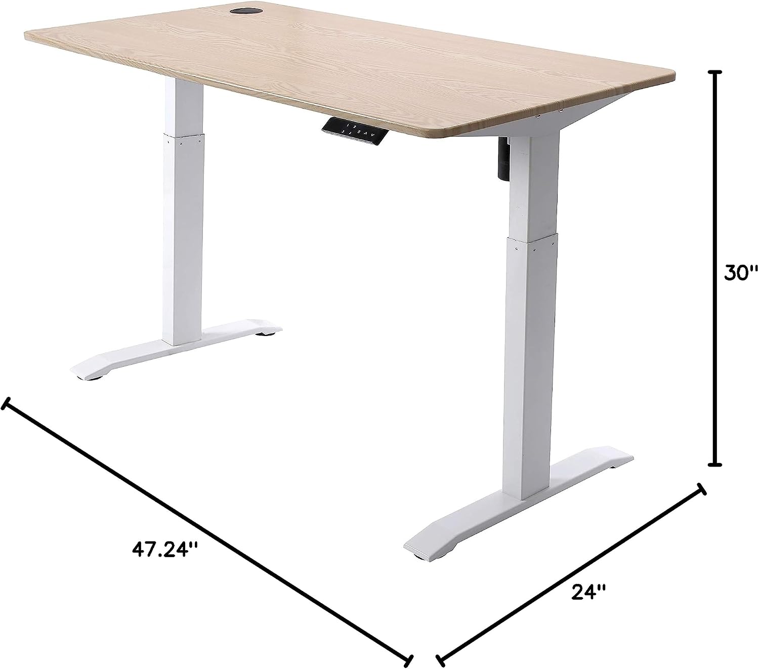 UNICOO Electric Height Adjustable Standing Desk, Electric Standing Workstation, Sit Stand Home Office Desk, Gaming Table, Whole-Piece Desktop Board 48 * 24 in (KT1001-LW)