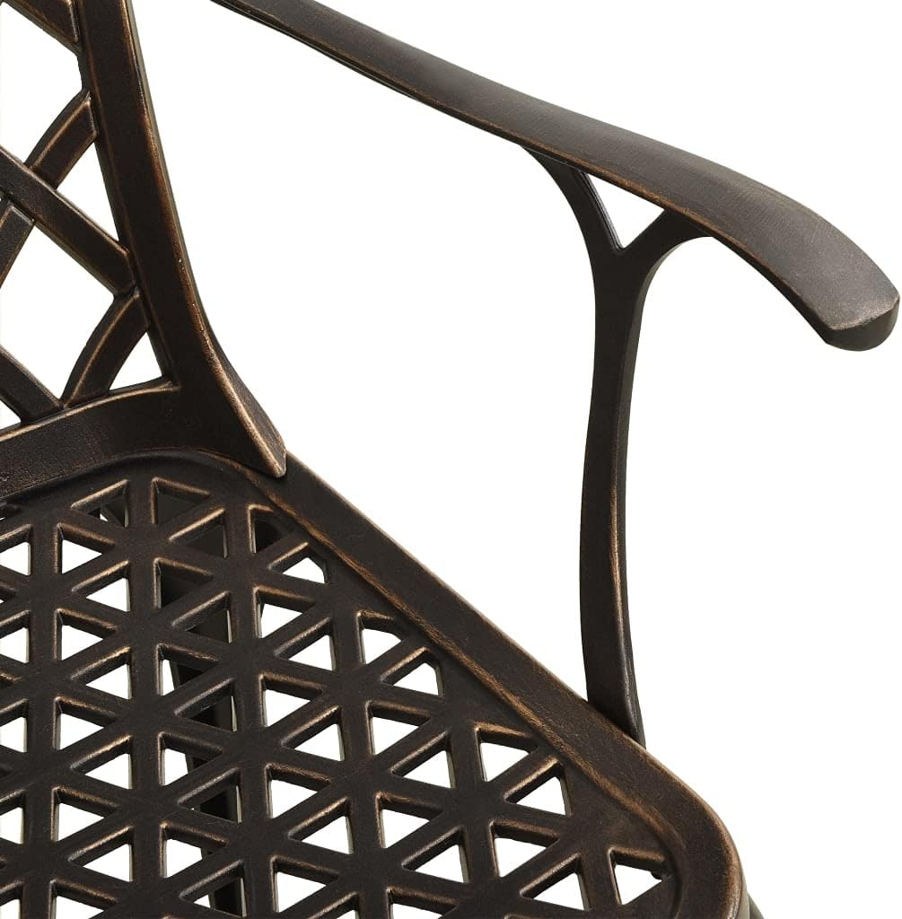vidaXL 3-Piece Patio Bistro Set - Sturdy Cast Aluminum Garden Furniture - Elegant Bronze Finish with Umbrella Hole - for Outdoor Seating and Dining