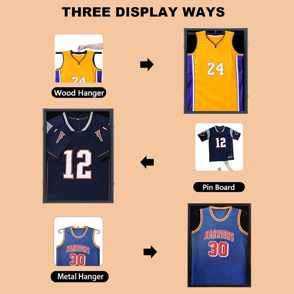 Jersey Frame Display Case 4 Pack - Jersey Display Case Jersey Shadow Box with Uv Protection Acrylic and Hanger for Baseball Basketball Football Soccer Hockey Sport Shirt and Uniform,Black Finish