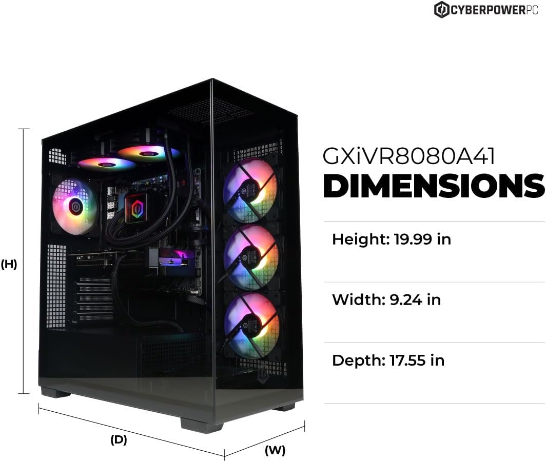 CyberPowerPC Gamer Xtreme Gaming PC, AMD Ryzen 9 9900X 4.4GHz, GeForce RTX 5070 12GB, 32GB DDR5, 1TB PCIe 4.0 SSD, WiFi Ready & Windows 11 Home (GXiVR8080A41)