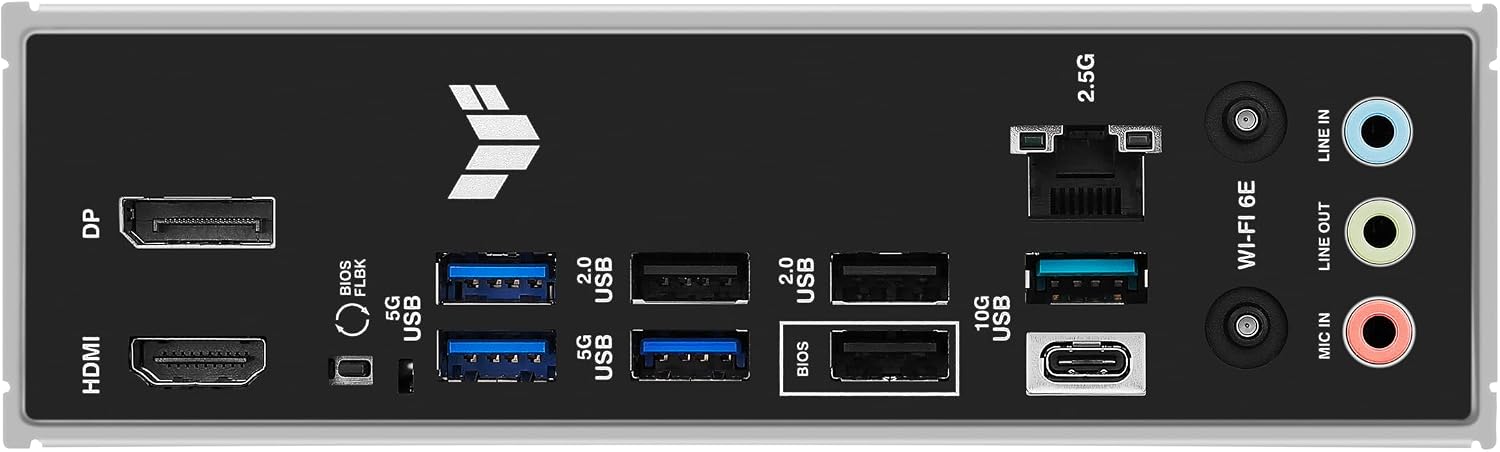 ASUS TUF GAMING B650E-E WIFI AMD AM5 B650 ATX motherboard, 8+2+1 80A DrMOS stage, DDR5, PCIe 5.0 Ready, 3x M.2, Wi-Fi 6E, 2.5 Gb LAN, DisplayPort, HDMI™, USB 20Gbps Type-C®, BIOS FlashBack™, Aura Sync
