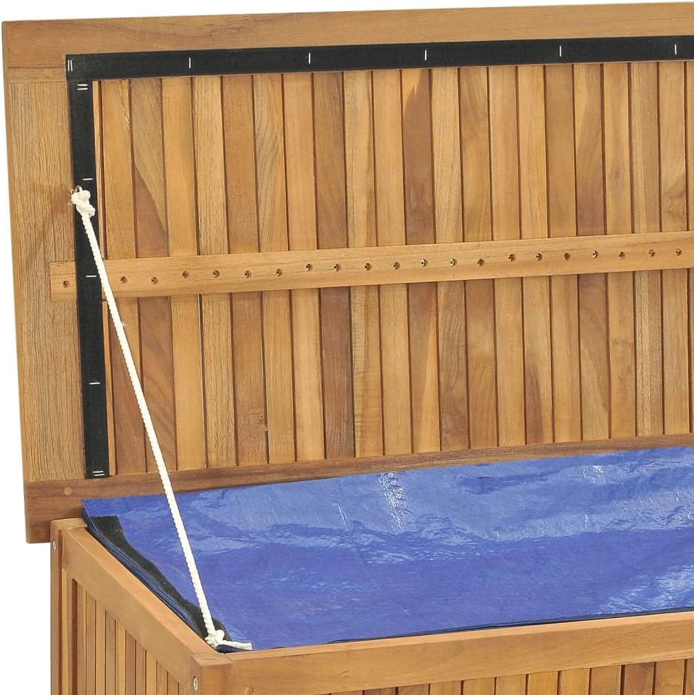 Patio Storage Box Outdoor Solid Teak Wood Deck Box Wooden Outdoor Storage Organization Box with Lid Storage Bench and Waterproof Lining for Garden,Patio,Backyard,44.9'x19.7'x22.8' -AA