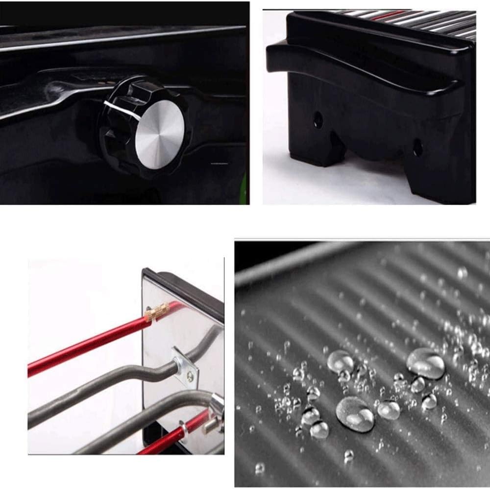Barbecue Grill Double Electric Grill -Electric Indoor Searing Grill Removable Easy-to-Clean Nonstick Plate, 6-Serving, Extra-Large Drip Tray, Stainless Steel