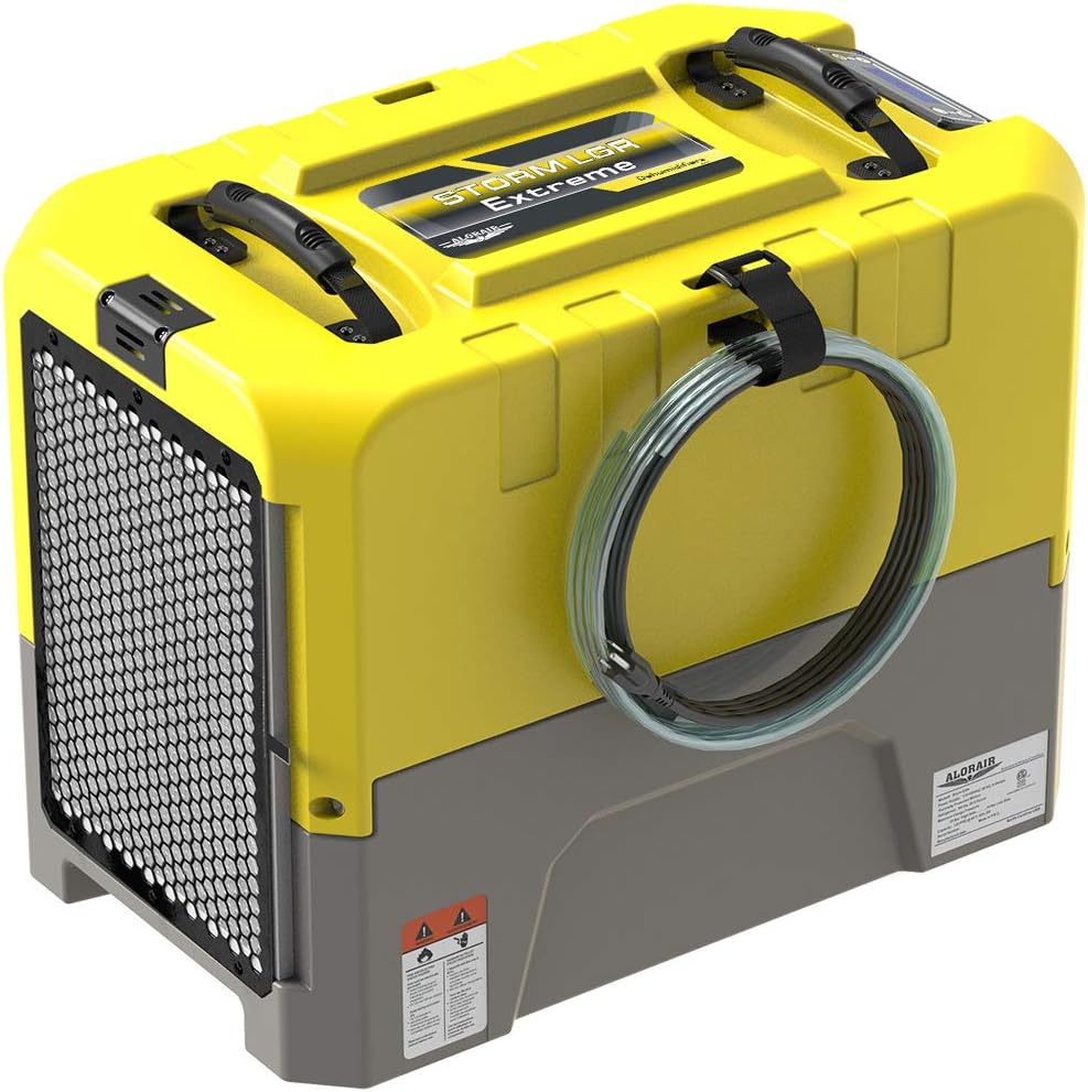 ALORAIR 180 PPD Commercial Dehumidifier with Pump Drain Hose, LGR Dehumidifiers for Basement Warehouse & Job Sites, Crawl Space Dehumidifier for Water Damage Restore, 6-Year-Limited Warranty, Yellow