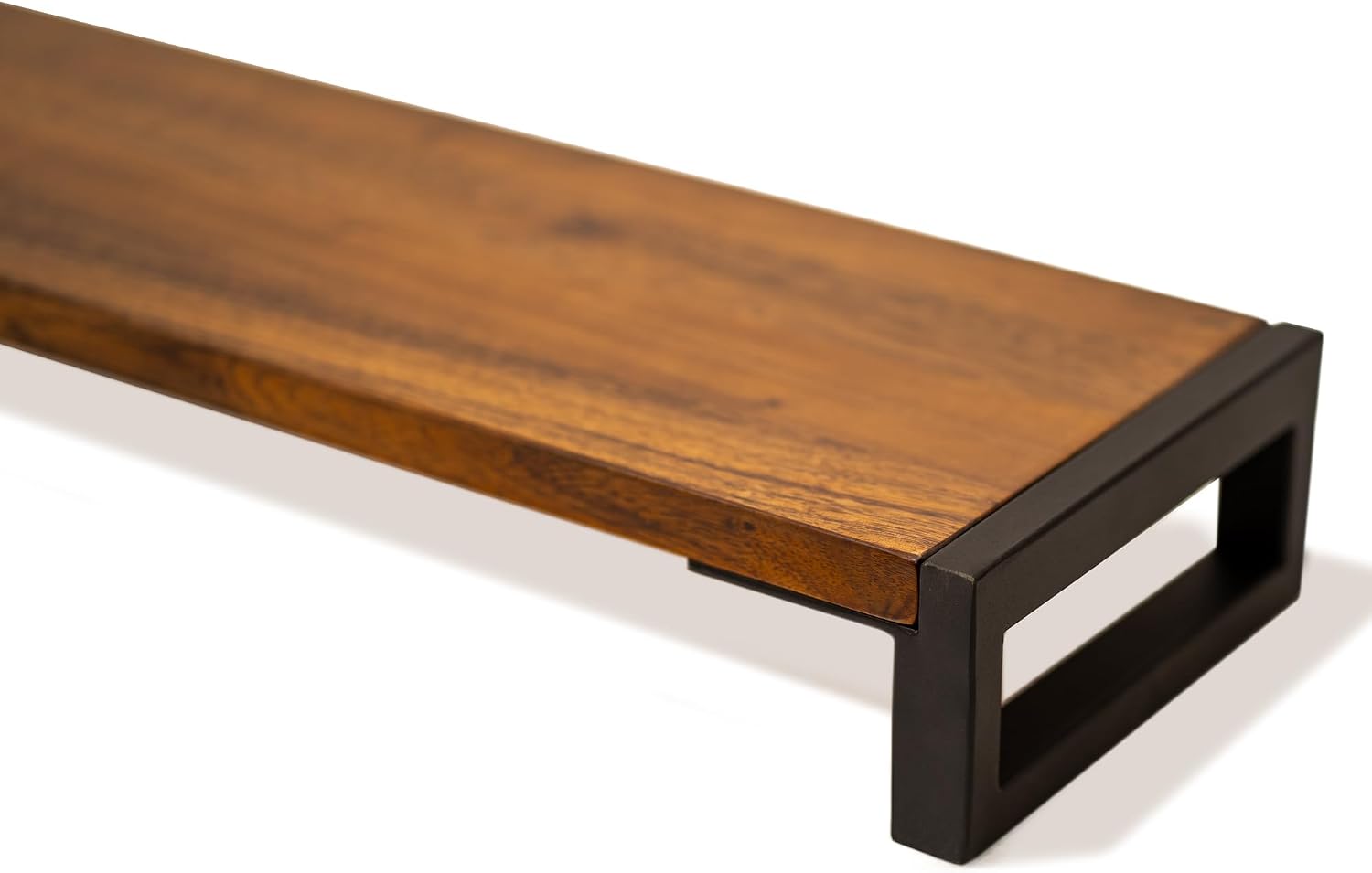 Dual Monitor Stand Riser for Desk – 40' Wide Walnut Solid Wood Desk Riser with Metal U-Legs, Scratch-Resistant, Hassle-Free Assembly