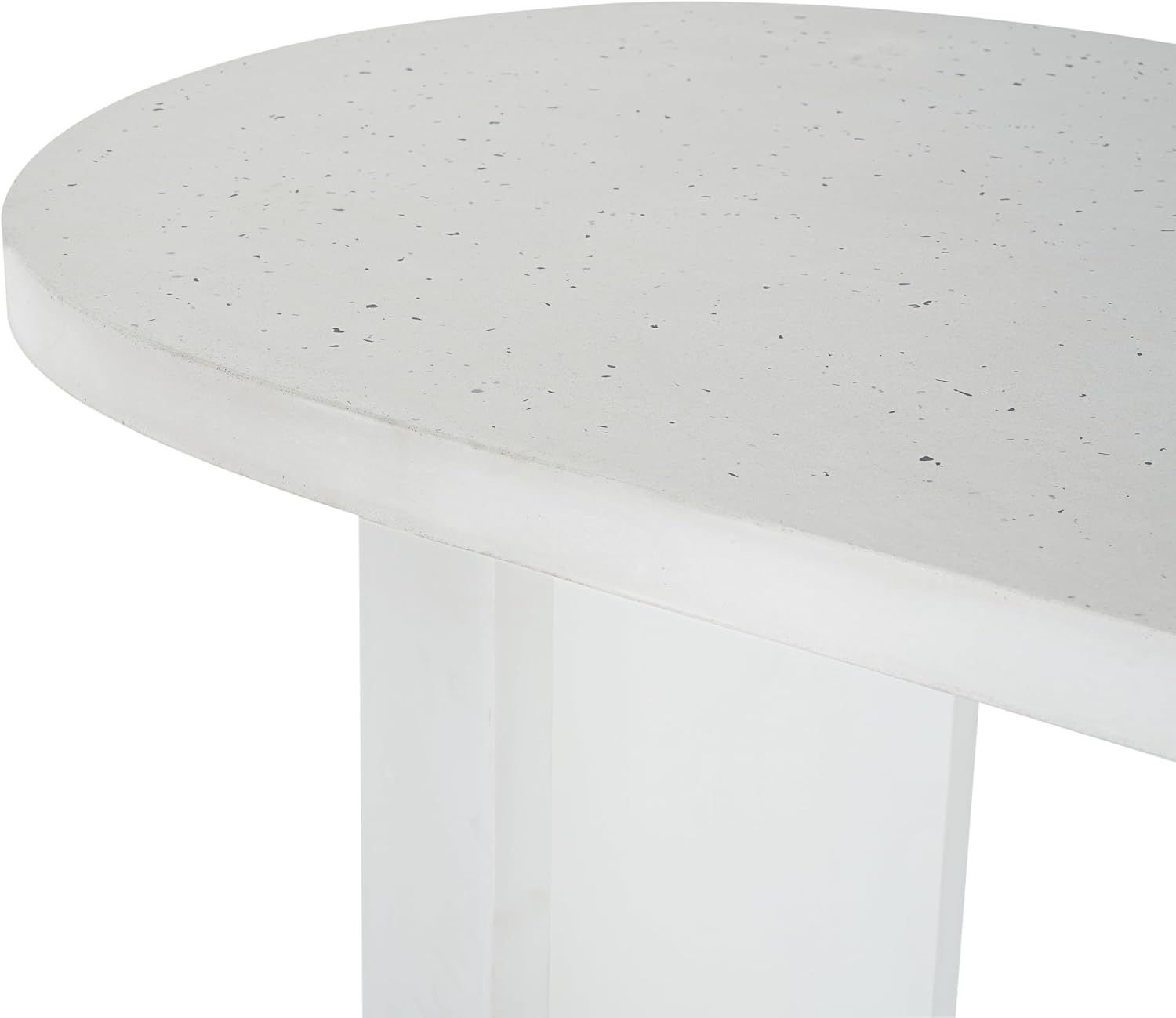 Christopher Knight Home Vicla 3 Pieces Durable Concrete Outdoor Dining Set with Stylish Terrazzo Finish, Patio Dining Table with 2 Benches, Oval Outdoor Patio Furniture Set with Pedestal Base, White