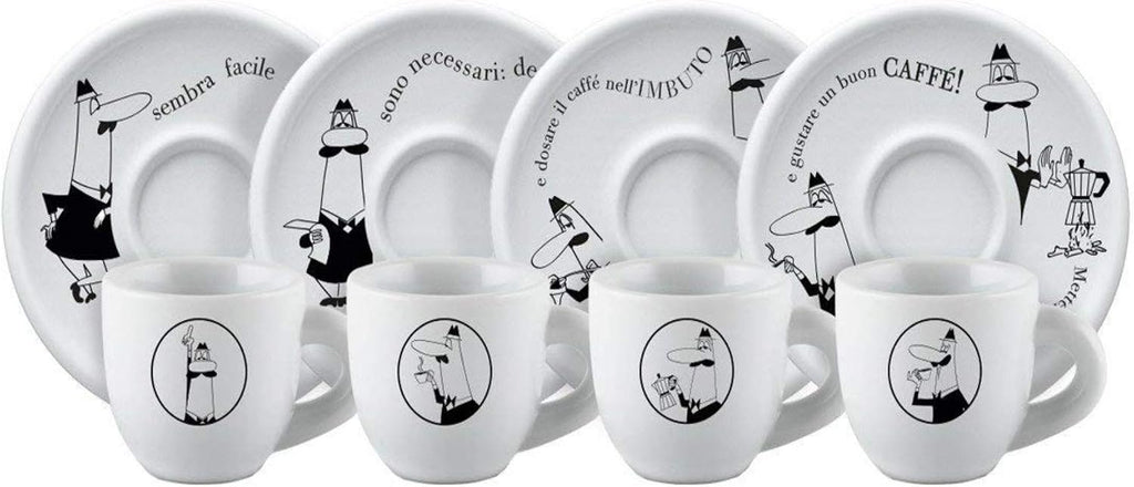 Bialetti:' Moka' Set of 4 Coffee Cups and Saucers