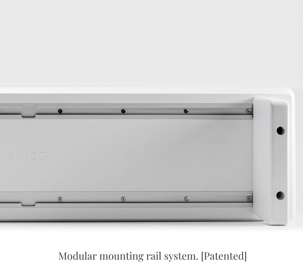 Raico Desk Cockpit Shelf Monitor Stand System Dual Screen Setup Wood Large Desk Accessory Organizer Unit (Matte White, Full Length v2 | 45.7 Inches)