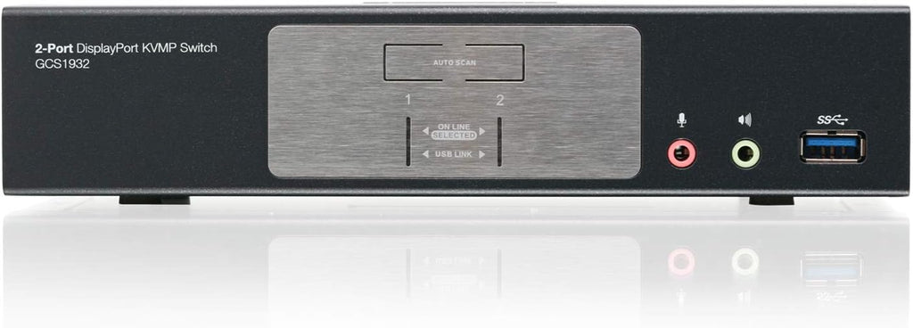 IOGEAR 2-Port DisplayPort KVMP Switch - 4K 60Hz - 2-Port USB 3.1 Hub 5Gbps - Keyboard Mouse Input - 7.1 HD Audio - Front Panel Selector - TAA Compliant - Mac/Win - GCS1932