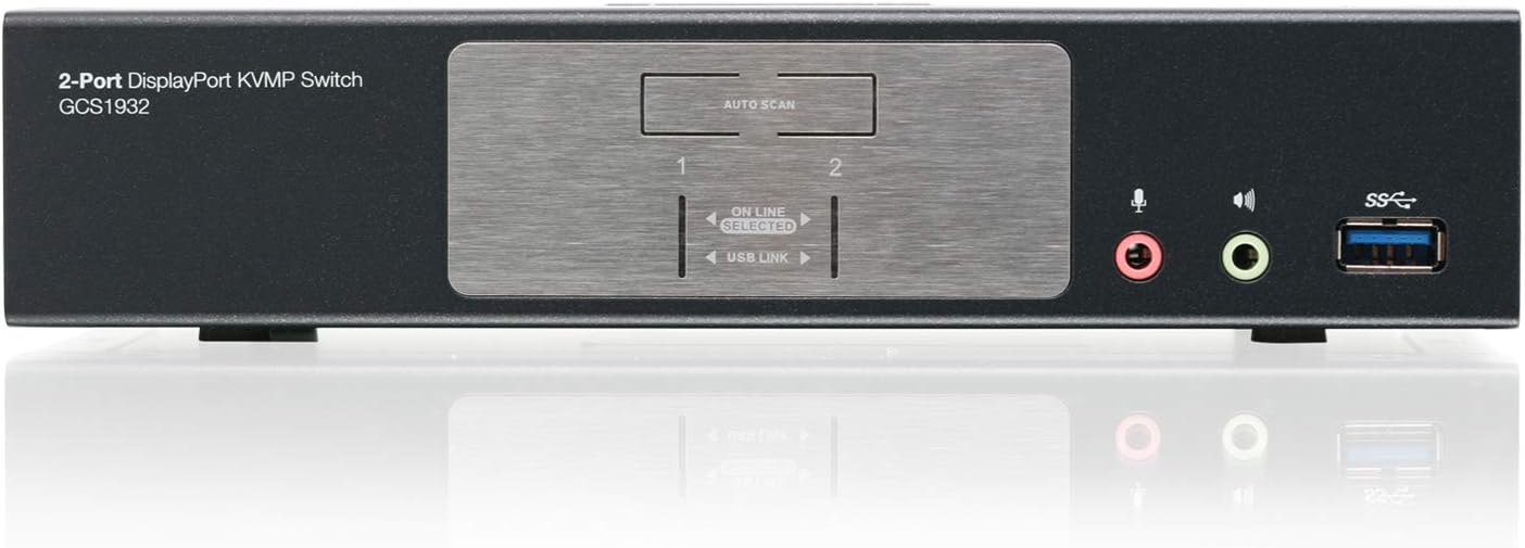 IOGEAR 2-Port DisplayPort KVMP Switch - 4K 60Hz - 2-Port USB 3.1 Hub 5Gbps - Keyboard Mouse Input - 7.1 HD Audio - Front Panel Selector - TAA Compliant - Mac/Win - GCS1932