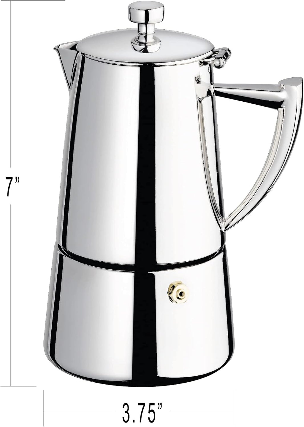 Cuisinox Roma Stovetop Espresso Maker COF-4R, Stainless Steel Coffee Percolator Stovetop, Heat-Resistant & Non-Reactive, 4-Cup Italian Espresso Maker Easy to Clean, Durable Stove Top Percolator