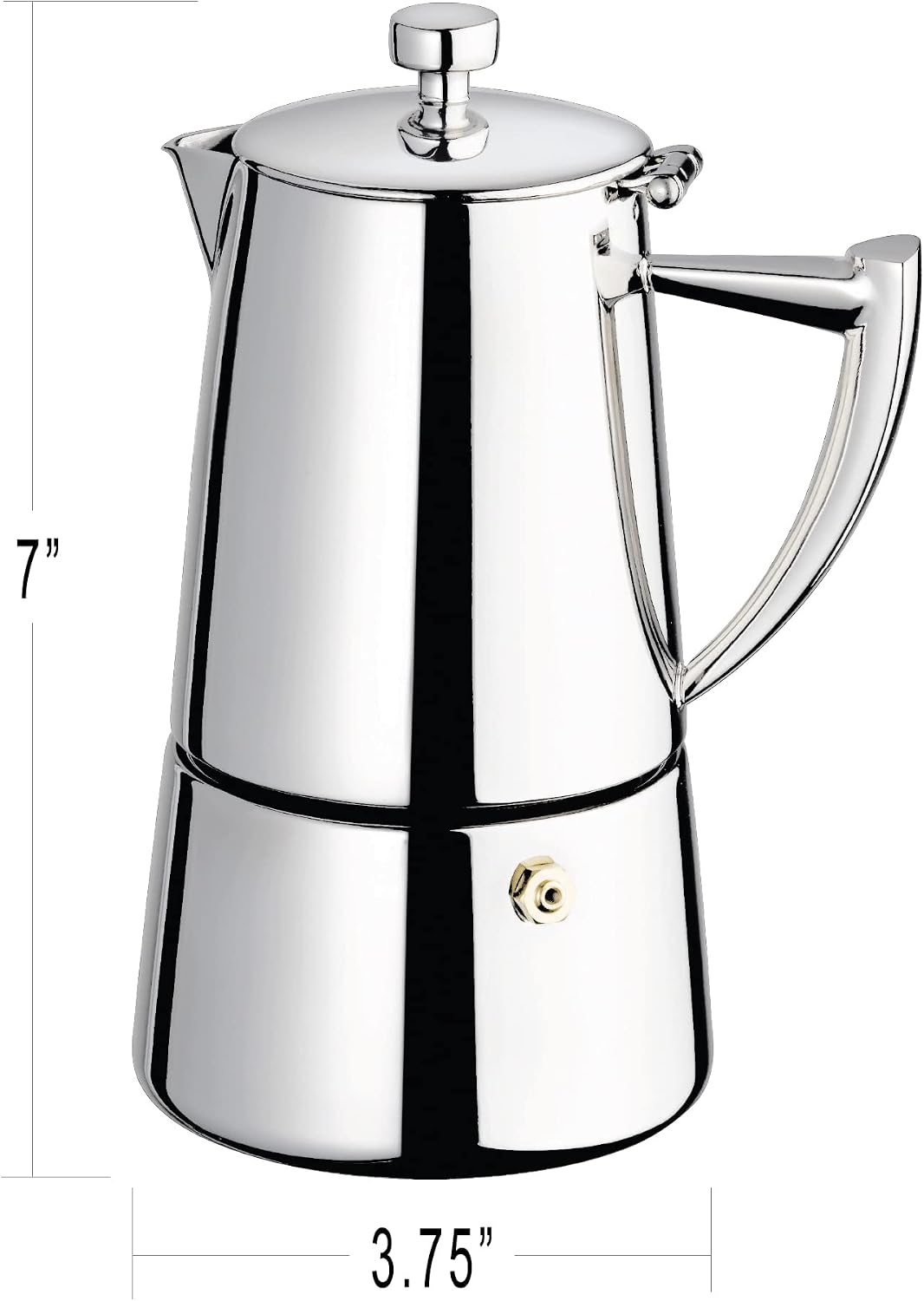 Cuisinox Roma Stovetop Espresso Maker COF-4R, Stainless Steel Coffee Percolator Stovetop, Heat-Resistant & Non-Reactive, 4-Cup Italian Espresso Maker Easy to Clean, Durable Stove Top Percolator