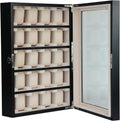 TIMELYBUYS 20 Piece Black Ebony Wood Watch Display Wall Hanging Case and Storage Organizer Box and Stand for Oversized Watches