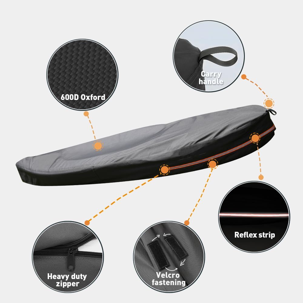 600D Kayak Covers for Outdoor Storage,Kayak Cover 18-20ft Canoe Covers Paddle Board Cover Fit 18-20ft, Protects Against Water,UV,Dust for Outdoor/Indoor Storage Grey