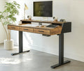 FEZIBO 48x26 Inches Standing Desk with 3 Wooden Drawers and Monitor Shelf, Height Adjustable Computer Desk, Ergonomic Rising Home Office Desks, Sit Stand Up Electric Workstation Table, Rustic Brown