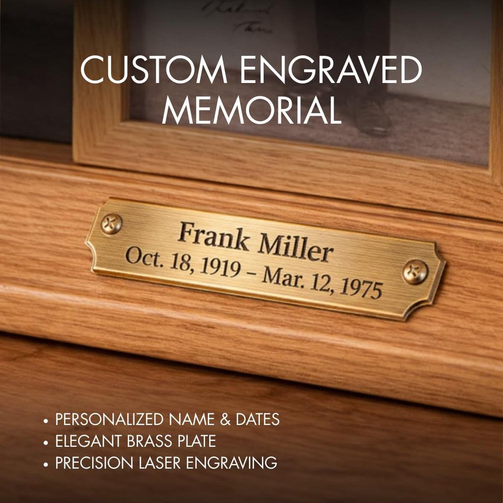 Bey-Berk Custom Personalized American Flag Display Case for 5' x 9.5' Burial Memorial Flag, Military Medal Shadow Box with Glass Front and 4'x 6' Picture Frame (Oak)