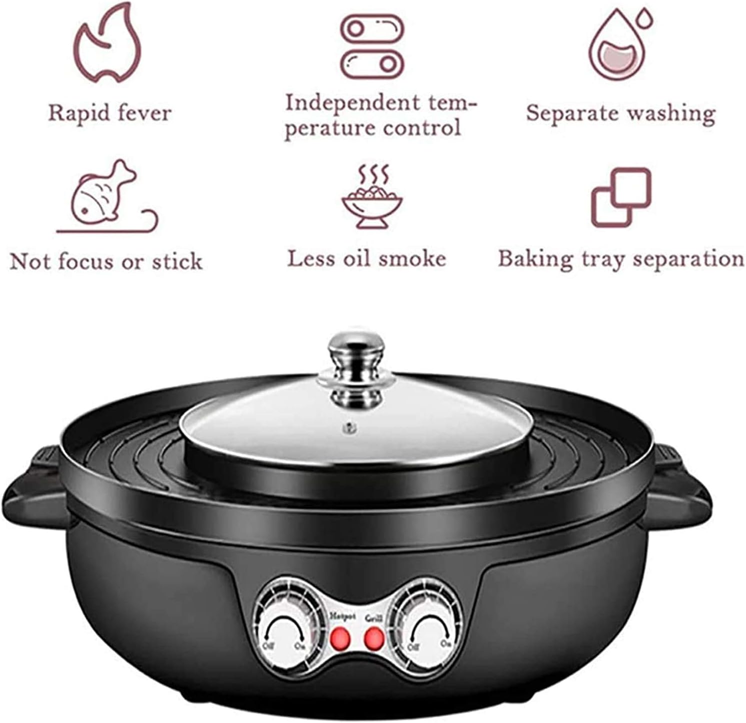 1200W Smokeless Electric Grill Plate Non Stick Griddle Plate Indoor BBQ Family Health Grill for Home Outdoor Courtyard Dinner,Household Nonstick Electric Griddle