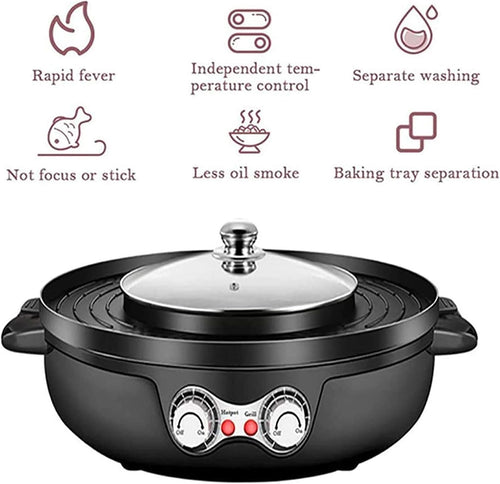 1200W Smokeless Electric Grill Plate Non Stick Griddle Plate Indoor BBQ Family Health Grill for Home Outdoor Courtyard Dinner,Household Nonstick Electric Griddle