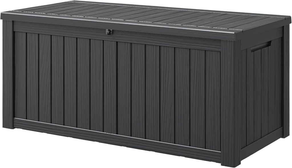 NUNU LAB 180 Gallon Outdoor Storage Box,Resin Large Sturdy Deck Box, Backyard Outside Storage Box Waterproof with Double Wall Panels,Package Delivery Box,Garden Box,Tool Box,Outdoor Hose Storage Bin