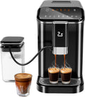 Automatic Espresso Machine with 20 Bar Pressure – One-Touch Coffee Maker, Built-in Grinder & Milk Frother, 6 Custom Recipes, 1.5L Water Tank, Auto Self-Cleaning, 120V for Home & Office (Black&Silver)