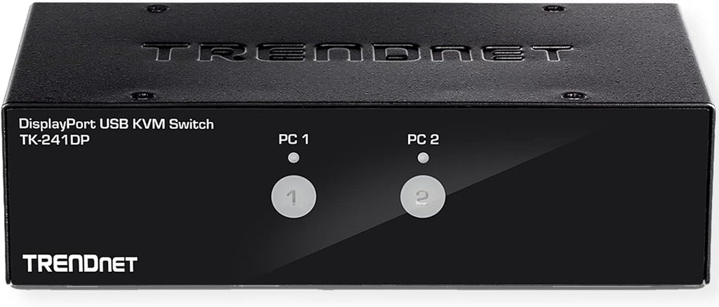 TRENDnet 2-Port DisplayPort KVM Switch, DisplayPort 1.2 KVM, Connect and Control Two Computers, Supports 4K UHD Resolution, 3840 x 2160 at 60Hz, 2-Port USB 2.0 Hub, Black, TK-241DP