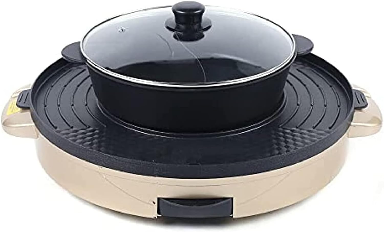 2 In 1 Electric Grill Pan Hot Pot, Multifunctional Removable Hotpot Indoor BBQ Pot with Separate Dual Temperature Contral Stepless Adjustment Knob, Smokeless BBQ Teppanyaki Grill