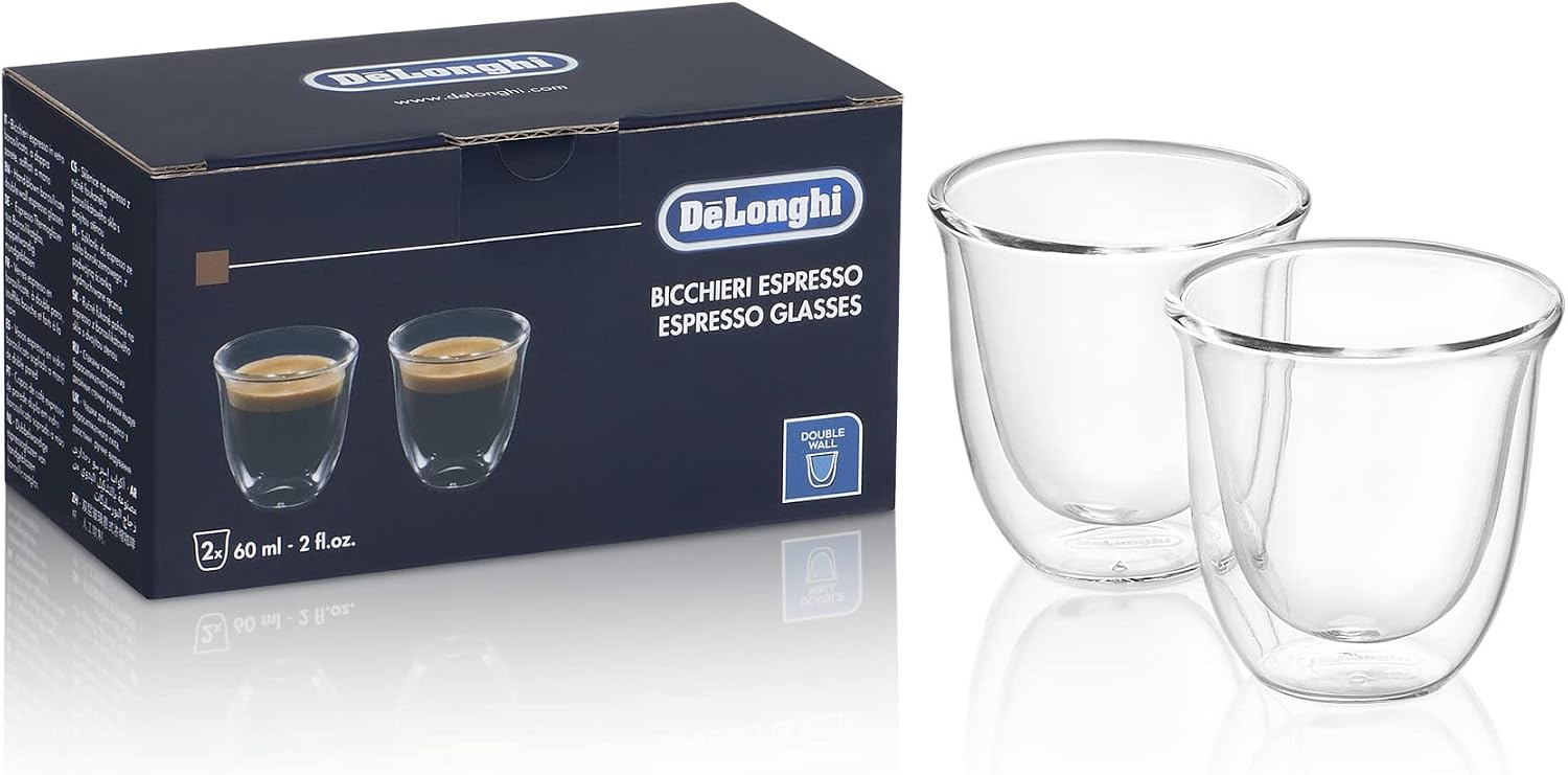 De'Longhi Manual Espresso Machine with 15 Bar Pump, Milk Frother, and 2 Thermo Espresso Glasses