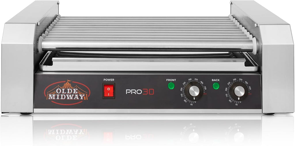 Olde Midway Electric 30 Hot Dog 11 Roller Grill Cooker Machine 1400-Watt - Commercial Grade
