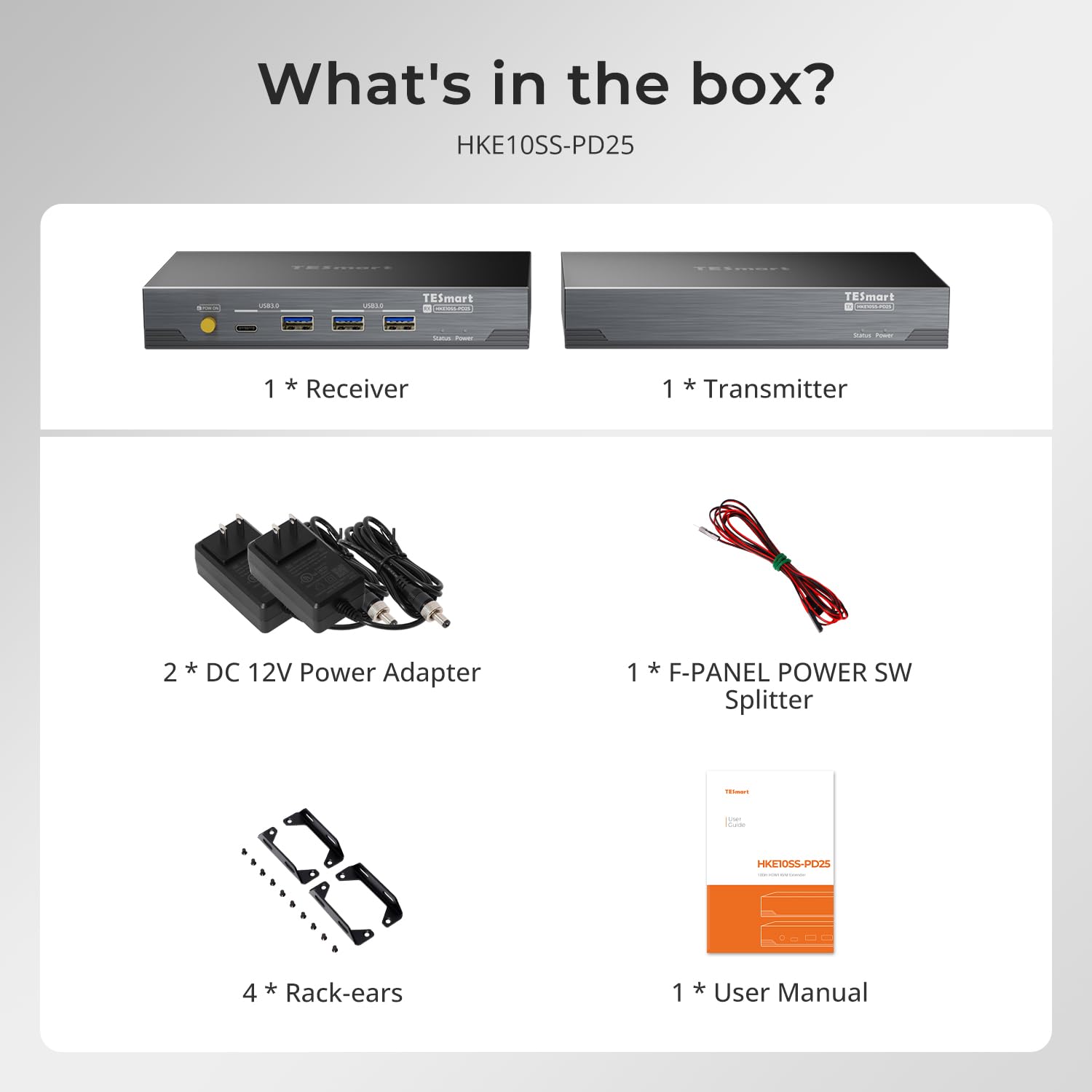 TESmart 4K@60Hz HDMI KVM Extender for Dual Monitor – 328ft/100m Over CAT6a, DisplayLink H.265, Gigabit LAN, USB 3.0, EDID, Remote Power, Audio/MIC, Includes Transmitter & Receiver