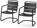 MELLCOM Patio Chairs Set of 2, Small Patio Furniture Set - 2 C-Spring Metal Chairs, Outdoor Bistro Set for Balcony, Front Porch, Poolside, Garden, Deck, Indoor, Black