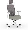 HON Altern Ergonomic Office Chair with Headrest, Mid‑Back Mesh Desk Chair, Adjustable Arms, Seat Slide, Synchro‑Tilt, Rolling Computer Seat for Home Office, White Frame, Fog