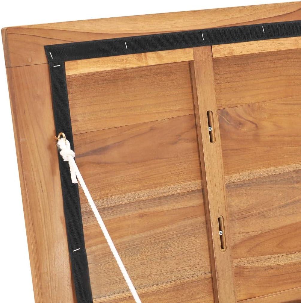 Patio Storage Box Outdoor Solid Teak Wood Deck Box Wooden Outdoor Storage Organization Box with Lid Storage Bench and Waterproof Lining for Garden,Patio,Backyard,23.6'x19.7'x22.8'