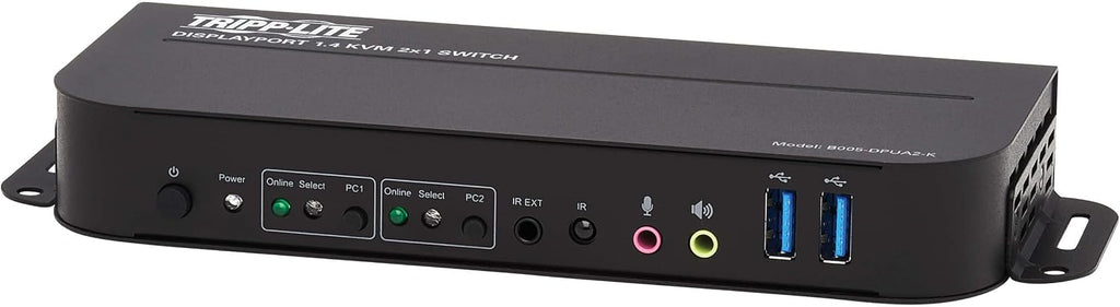 Tripp Lite 2 Port DisplayPort USB KVM Switch, Dual Port DP USB KVM Switch, 4K 60 Hz, HDR, HDCP 2.2, DP 1.4, USB 3.0 Cables, Black (B005-DPUA2-K)