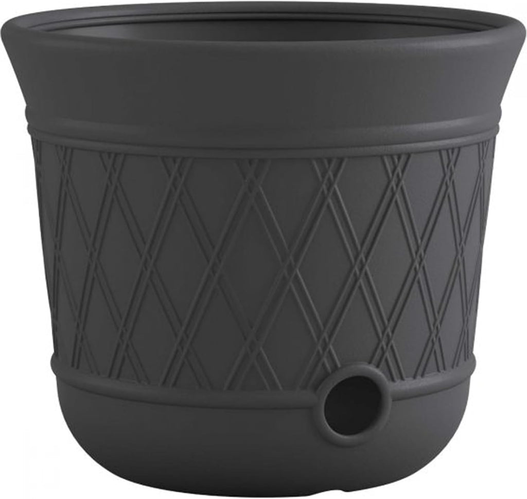 Suncast 8 Pack 14' x 12' Round Resin Decorative Weatherproof Outdoor Hideaway Standard Garden Hose Storage Pot with Drainage Holes, Gray