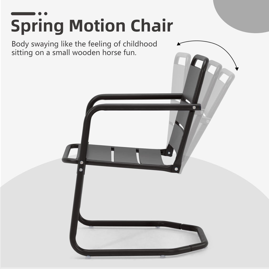 MELLCOM Patio Chairs Set of 2, Small Patio Furniture Set - 2 C-Spring Metal Chairs, Outdoor Bistro Set for Balcony, Front Porch, Poolside, Garden, Deck, Indoor, Black