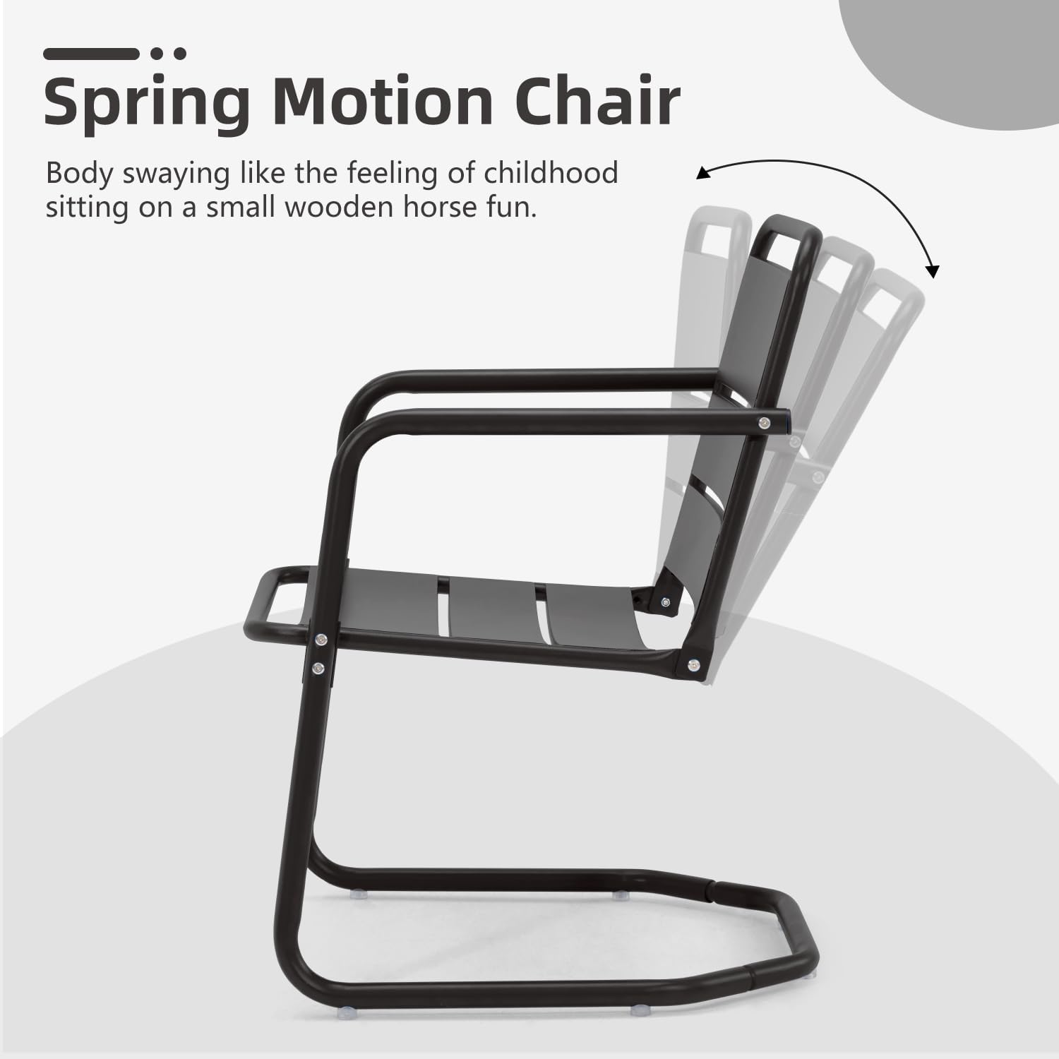 MELLCOM Patio Chairs Set of 2, Small Patio Furniture Set - 2 C-Spring Metal Chairs, Outdoor Bistro Set for Balcony, Front Porch, Poolside, Garden, Deck, Indoor, Black