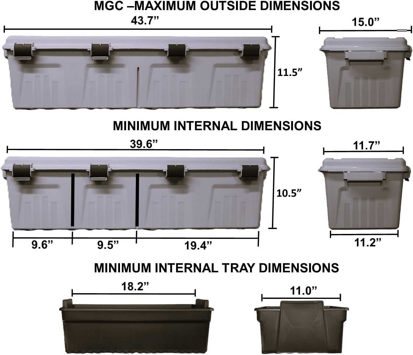 MTM MGC - The Mule Mobile Gear Crate, Storage for Hunting Gear, Shooting Supplies, Outdoor Gear, Camping Accessories, Water-Resistant, Stackable, Holds 75lbs of Gear, USA Made, Army Green