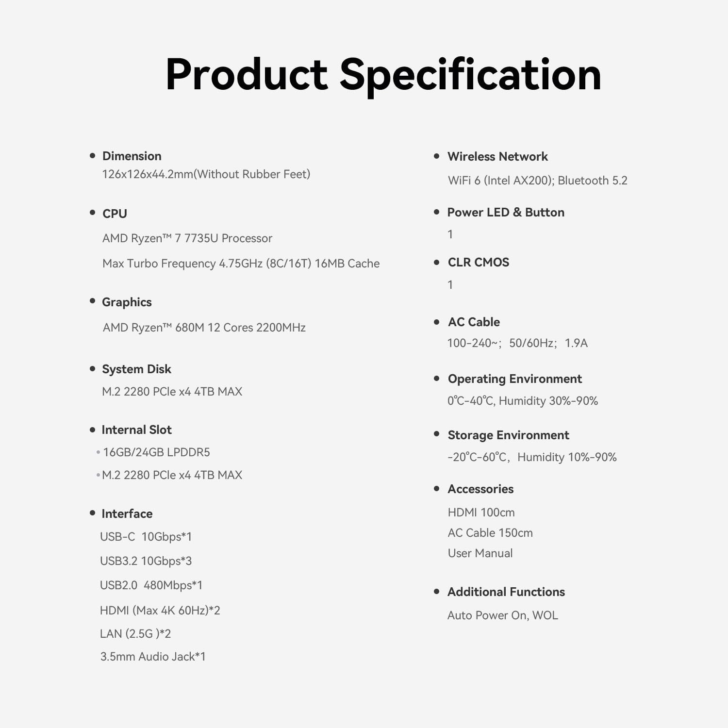 Beelink EQR7 Mini PC, AMD Ryzen 7 7735U (8C/16T,up to 4.75GHz),Mini Computers 16GB LPDDR5 RAM 500GB M.2 PCle x4 SSD,4K Dual Display,2.5G LAN,USB3.2,WiFi 6,BT 5.2