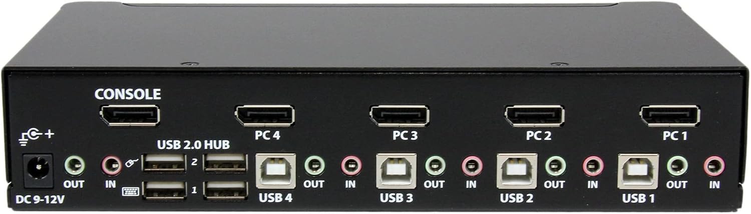 StarTech.com 4 Port DisplayPort KVM Switch w/ Audio - USB, Keyboard, Video, Mouse, Computer Switch Box for 2560x1600 DP Monitor , TAA (SV431DPUA)