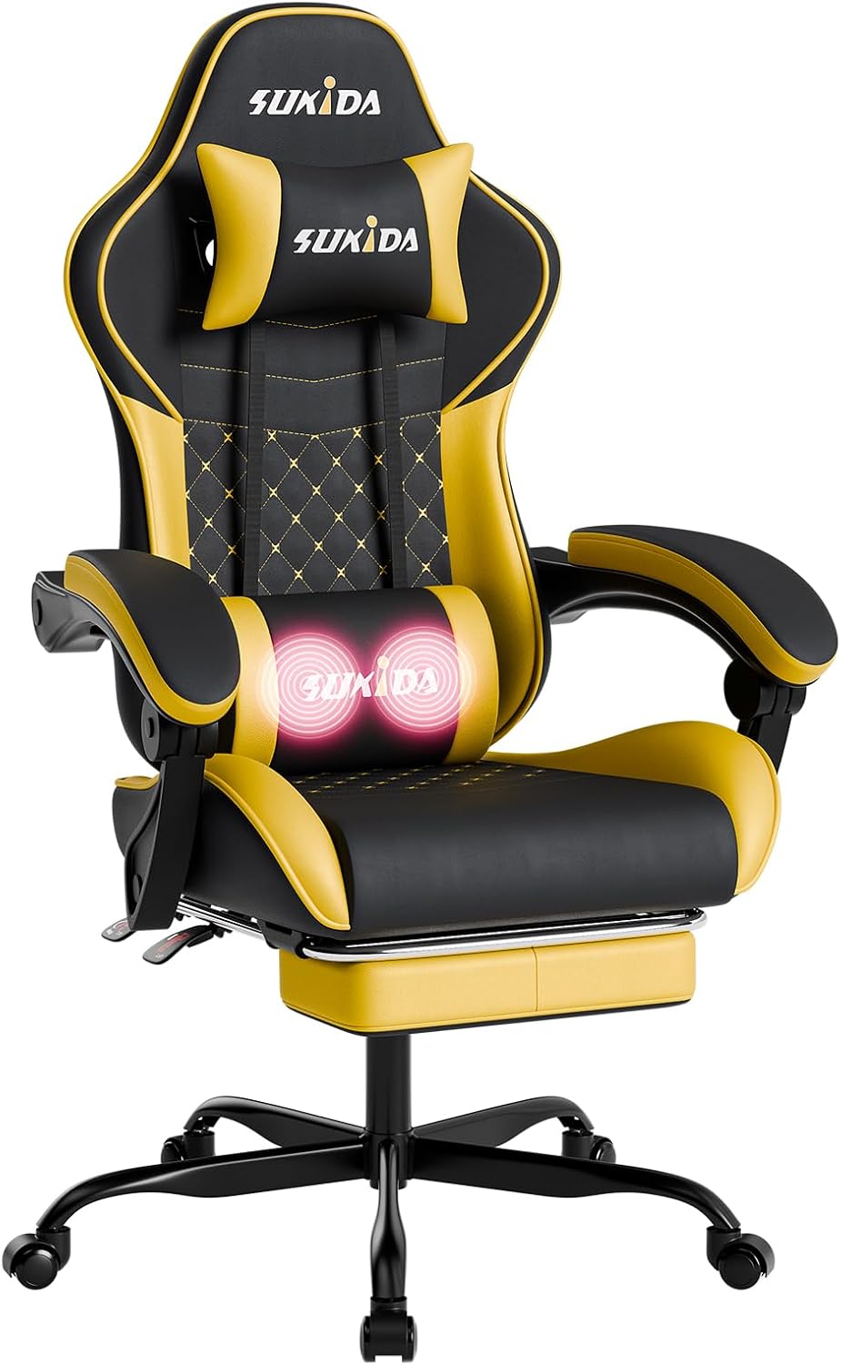 Ergonomic Video Gamer Chairs Gaming Computer Chair Gamer Chairs for Adults Massage Lumbar Support Swivel Height Adjustable Headrest Backrest