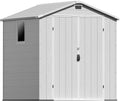 Patiowell 6X6 FT Outdoor Storage Shed with Lockable Door and Floor, Resin Garden Tool Shed with Window, Waterproof Easy Assembly for Backyard, Lawn, Patio Furniture Storage (Light Grey)