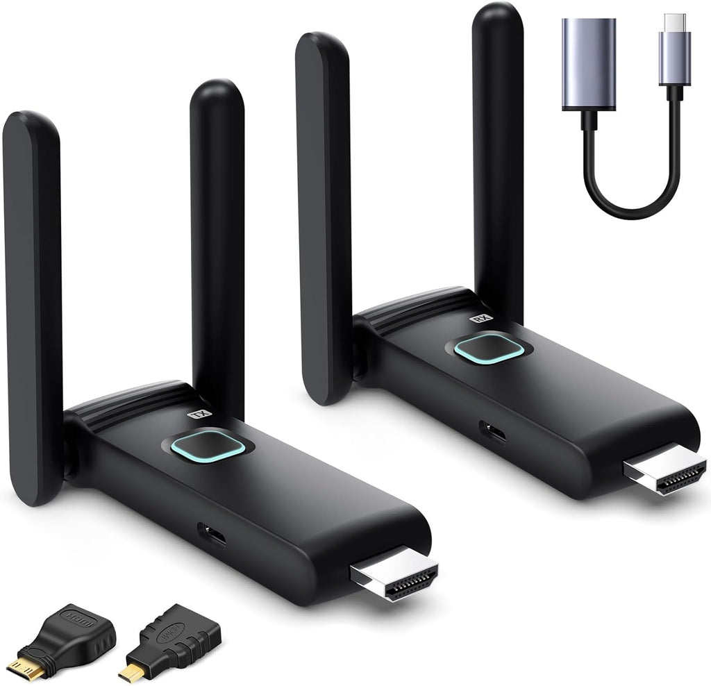 Wireless HDMI Transmitter and Receiver,HDMI Wireless Remote Adapter 165FT/50M,No Hot,Plug and Play,2.4/5GH for 1080P Wirelessly Streaming Video from Laptop,Cable Box,Camera,PC to Monitor/TV/Phone
