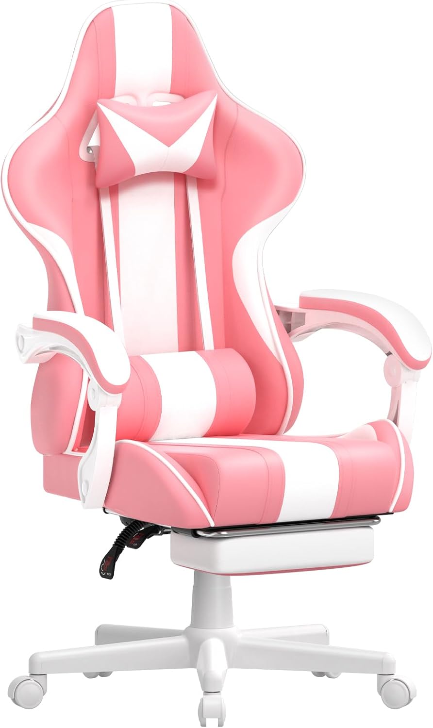Ferghana Gaming Chairs, Ergonomic Racing Style PC Game Computer Chair with Headrest Lumbar Support Adjustable Recliner PU Leather Video Computer Chair(Pink)