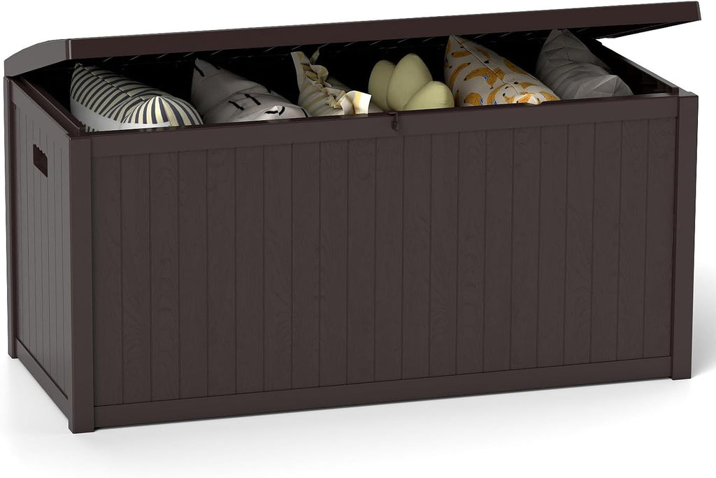ZYJOYY Outdoor Storage Box, 120 Gallon Waterproof Deck Box with Lid Indoor and Outdoor Use, Resin Storage Bin for Package Delivery, Patio Cushions, Gardening Tools, Lockable, UV Resistant