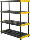 CX Black & Yellow, 4-Tier Heavy Duty Plastic Storage Shelves that Support up to 200lbs/shelf, Organization and Storage, Weather-Resistant Design, Easy Assembly (55'H x 48'W x 20'D)