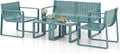 Tangkula 5-Piece Patio Furniture Set, Outdoor Conversation Set w/1 Loveseat, 2 Patio Chairs & 2 Side Tables, All-Weather Patio Bistro Set for Lawn, Backyard, Poolside, Balcony, Garden, Deck (Blue)