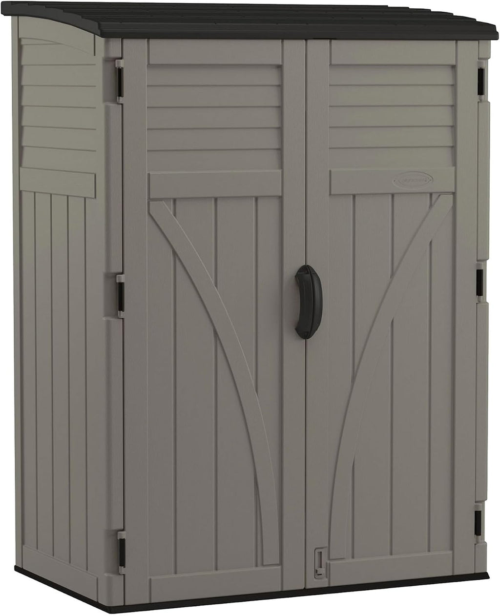 Suncast Outdoor Storage Cabinet Waterproof Resin Vertical Outdoor Storage Shed (54 cu. ft.) for Patio, Garden Tools, Cushions, & Equipment. Weatherproof Plastic Multi-Wall Design, Capacity Made in USA
