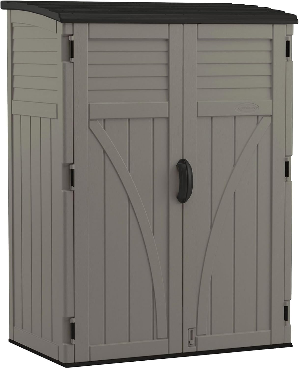 Suncast Outdoor Storage Cabinet Waterproof Resin Vertical Outdoor Storage Shed (54 cu. ft.) for Patio, Garden Tools, Cushions, & Equipment. Weatherproof Plastic Multi-Wall Design, Capacity Made in USA