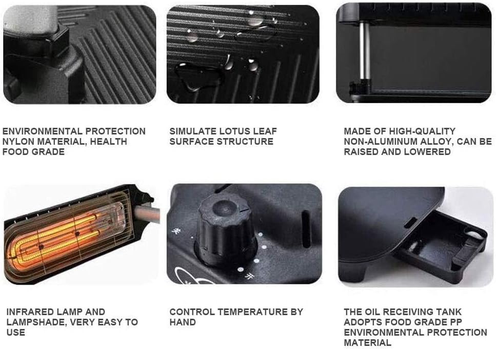 Smoke Less Infrared Grill, Indoor Grill, Heating Electric Tabletop Grill, Non Stick Easy to Clean BBQ Grill