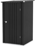 Patiowell 3 x 3 FT Outdoor Storage Shed,Small Garden Tool Storage Shed with Sloping Roof and Single Lockable Door, Outdoor Shed for Backyard Garden Patio Lawn, Black